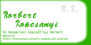 norbert kopcsanyi business card